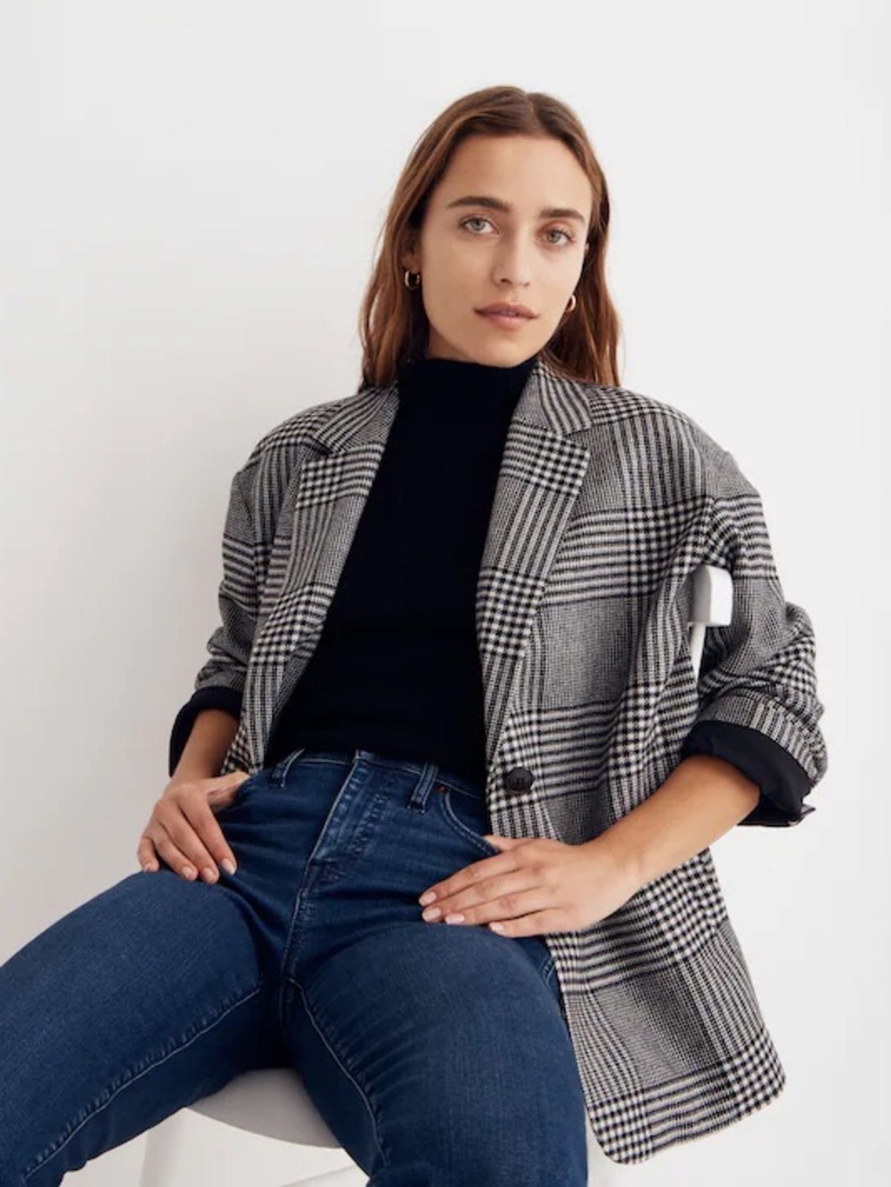 Madewell Oversized Dorset Blazer in Adkins Plaid